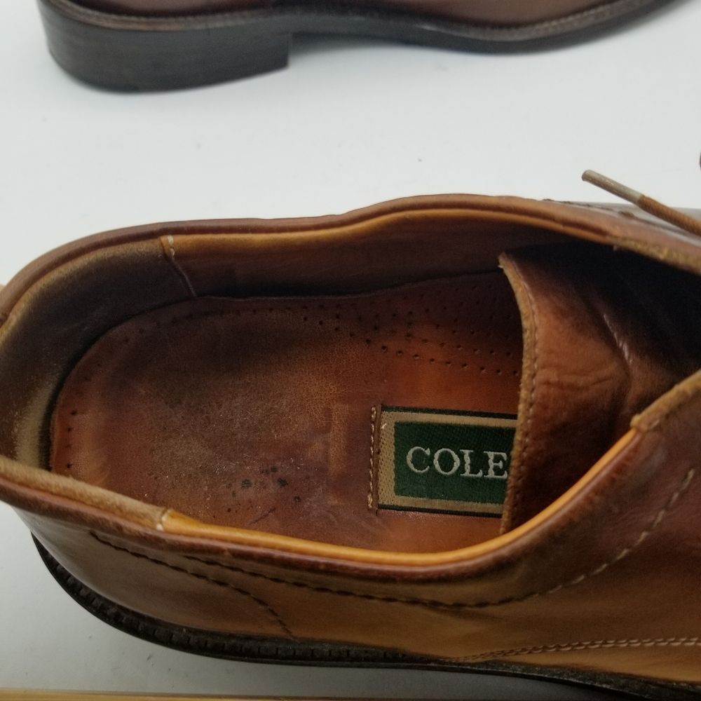 Mens Oxford shoes 9.5 Cole Haan Wooden Soles Brown Lace Up lacers Italy - Picture 7 of 14